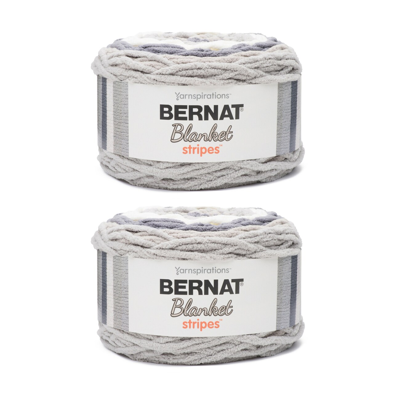Bernat Blanket Stripes Gray Matters Yarn 2 Pack of 300g 10.5oz Polyester 6 Super Bulky 220 Yards Knitting Crochet